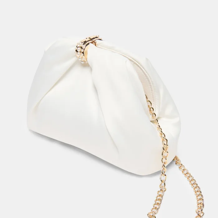 GLEAM White Satin Bridal Clutch — view 5