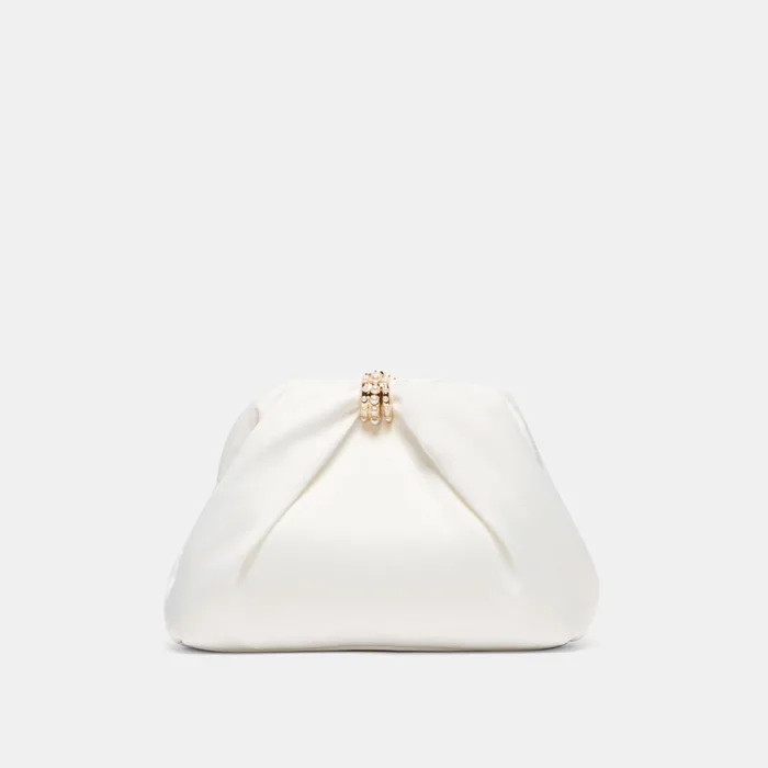 GLEAM White Satin Bridal Clutch — view 6