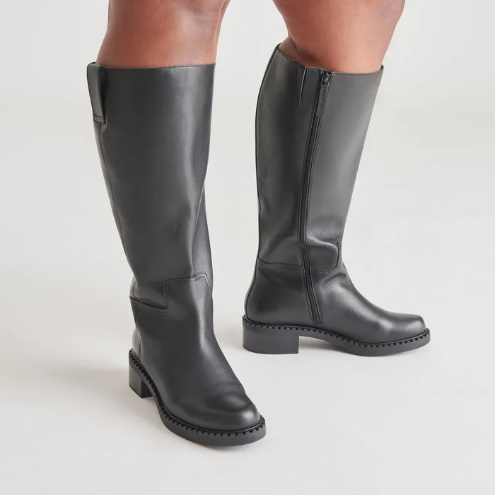 Glory H2O Waterproof Black Leather Extra Wide Calf Boots — view 3
