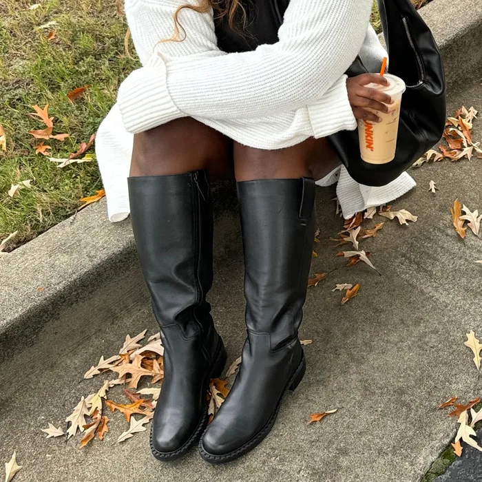 Glory H2O Waterproof Black Leather Wide Calf Boots — view 8