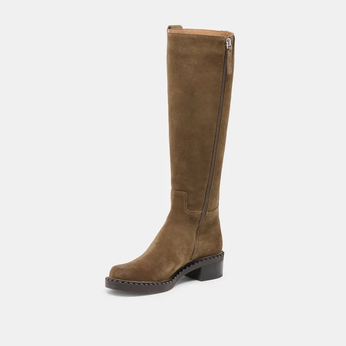 Glory H2O Waterproof Olive Suede Wide Calf Boots — view 5
