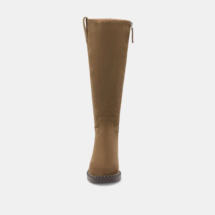 Glory H2O Waterproof Olive Suede Wide Calf Boots — view 7