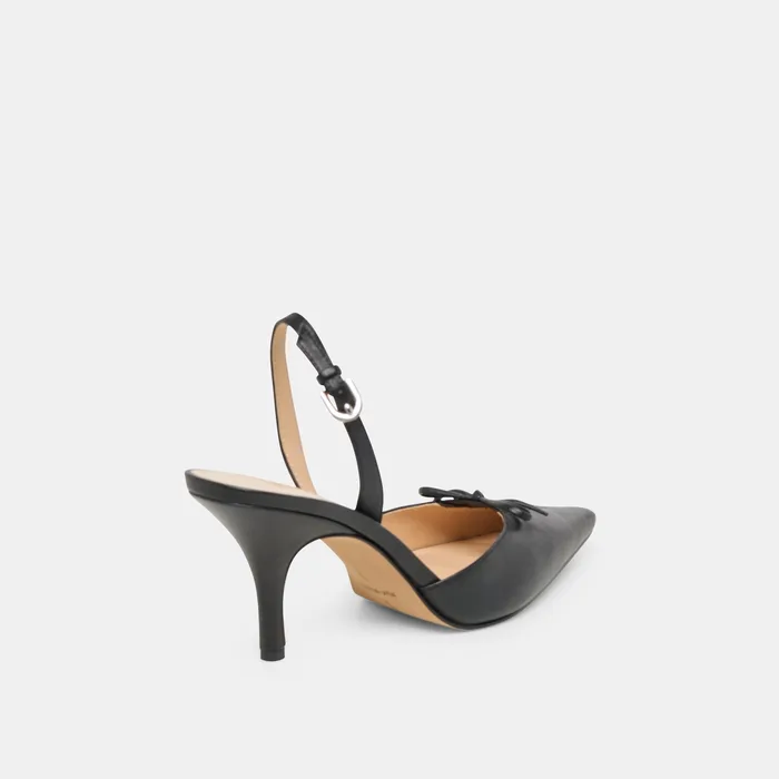 Hamya Black Leather Heels — view 4