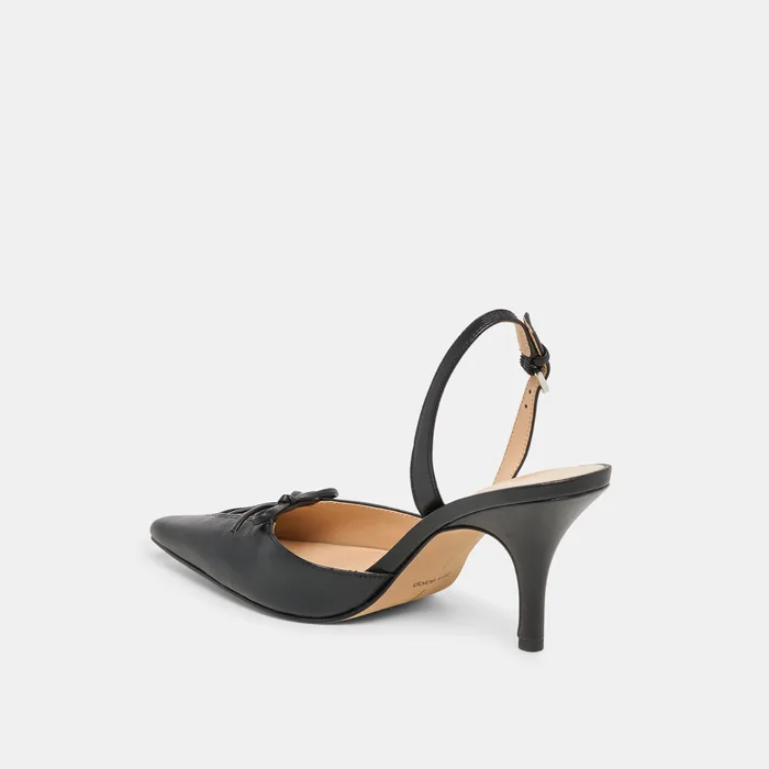 Hamya Black Leather Heels — view 6