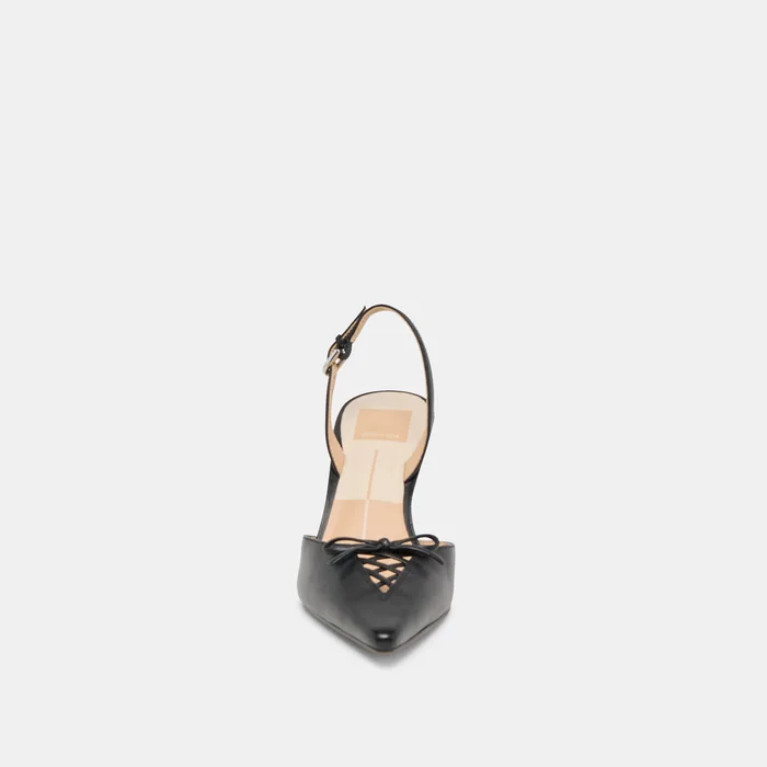 Hamya Black Leather Heels — view 7