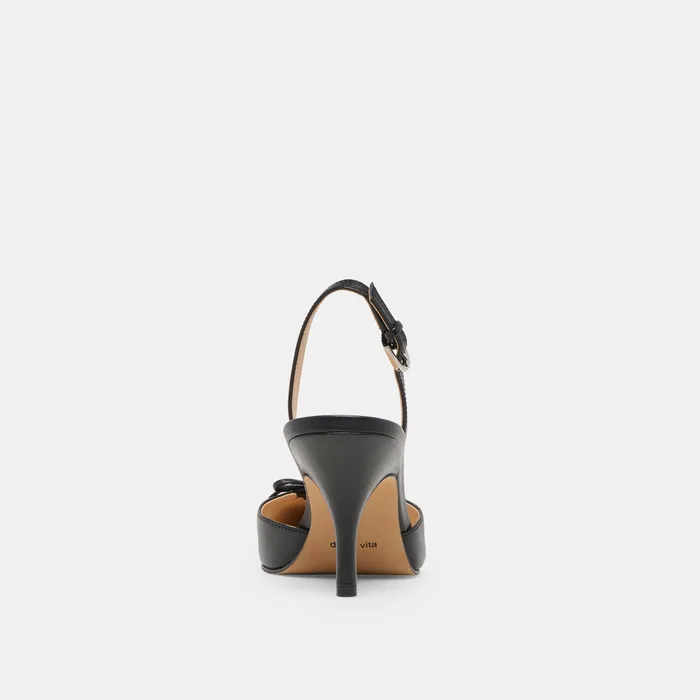 Hamya Black Leather Heels — view 8