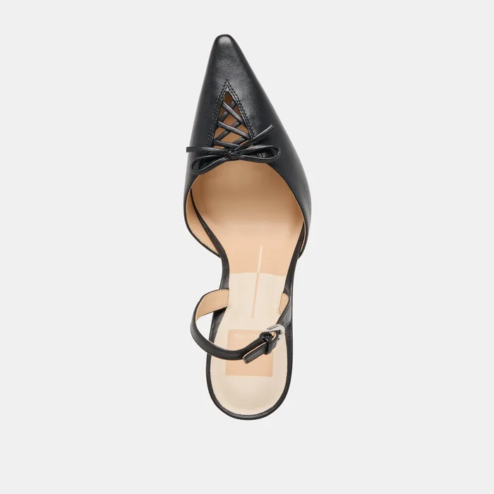 Hamya Black Leather Heels — view 9