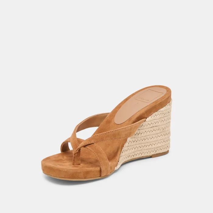 Helan Espadrille Brown Suede Wedges — view 6