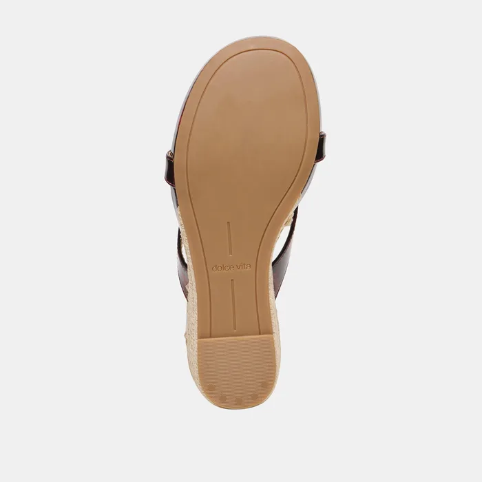 HELAN ESPADRILLE WEDGES TORTOISE PATENT LEATHER