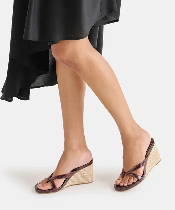 Helan Espadrille Tortoise Patent Leather Wedges — view 3