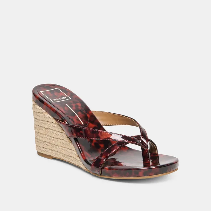 Helan Espadrille Tortoise Patent Leather Wedges — view 4