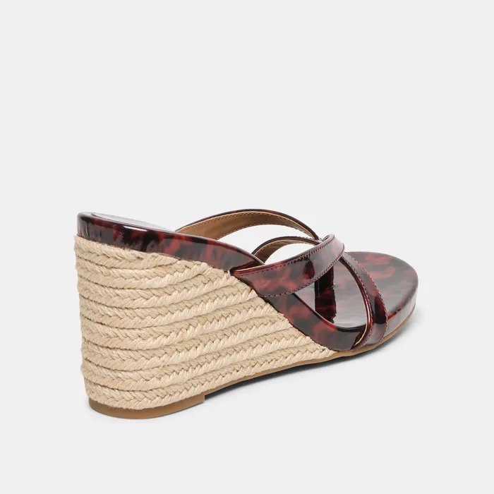 Helan Espadrille Tortoise Patent Leather Wedges — view 5