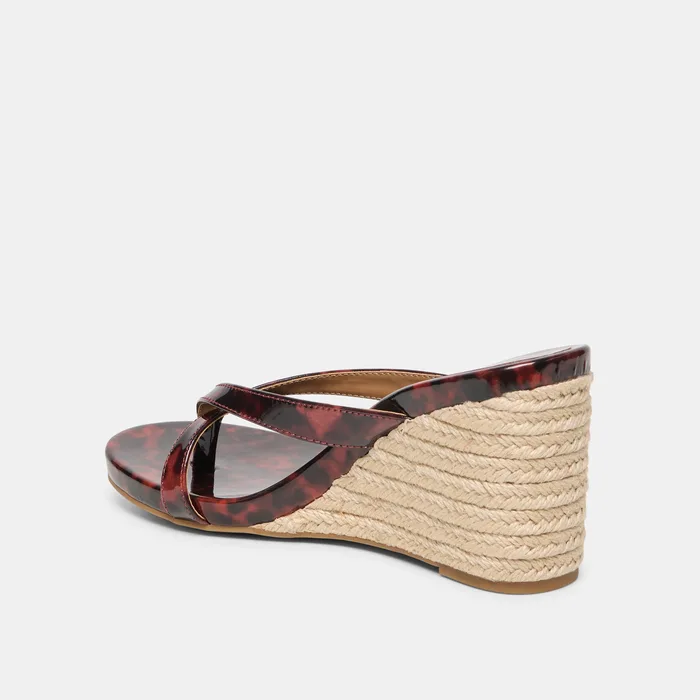 Helan Espadrille Tortoise Patent Leather Wedges — view 7