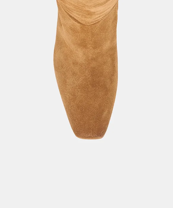 HENRA Lt Brown Suede Knee-High Wedge Heel Boots — view 4