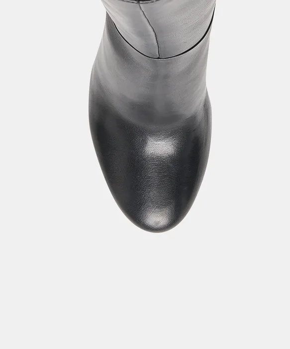 HEYES Black Leather Knee-High Stiletto Heeled Boots — view 4