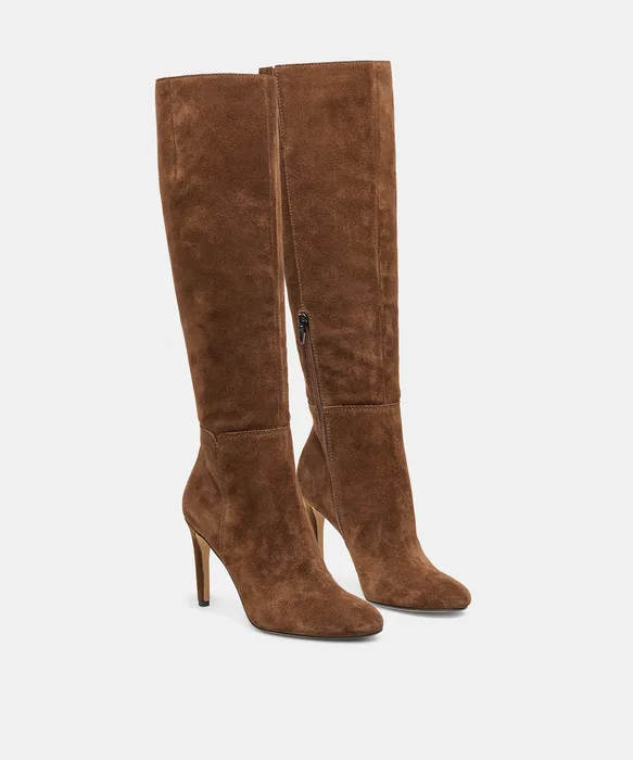 HEYES Chestnut Suede Knee-High Stiletto Heeled Boots — view 3