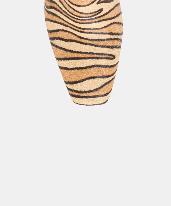 HILAH Tiger Calf Hair Closed-Toe Slip-On Wedge Mules — view 4