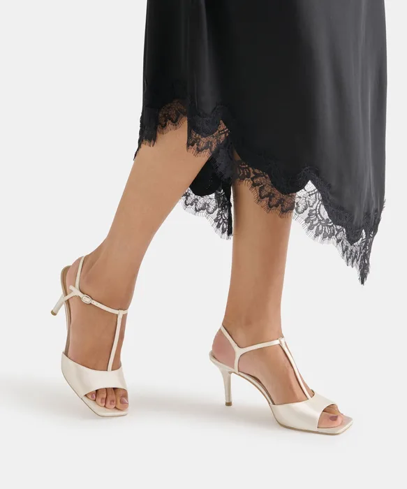 Hilery Off White Satin Heels — view 3