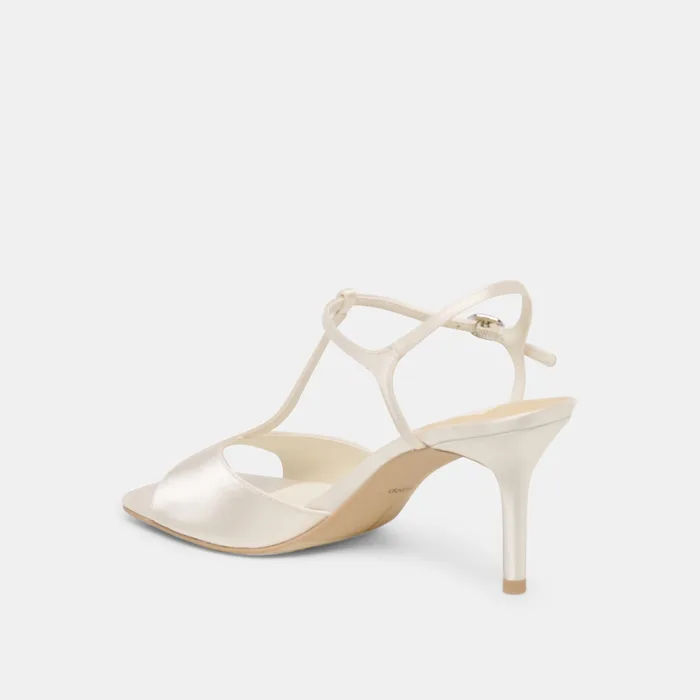 Hilery Off White Satin Heels — view 7