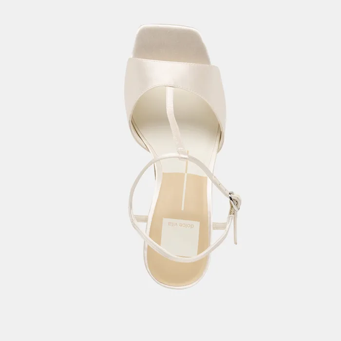 Hilery Off White Satin Heels — view 10