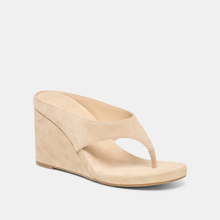 Hinna Camel Suede Wedges — view 4