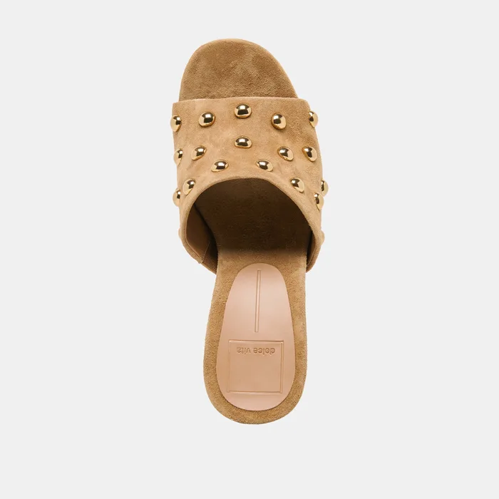 Holta Stud Lt Brown Suede Wedges — view 9