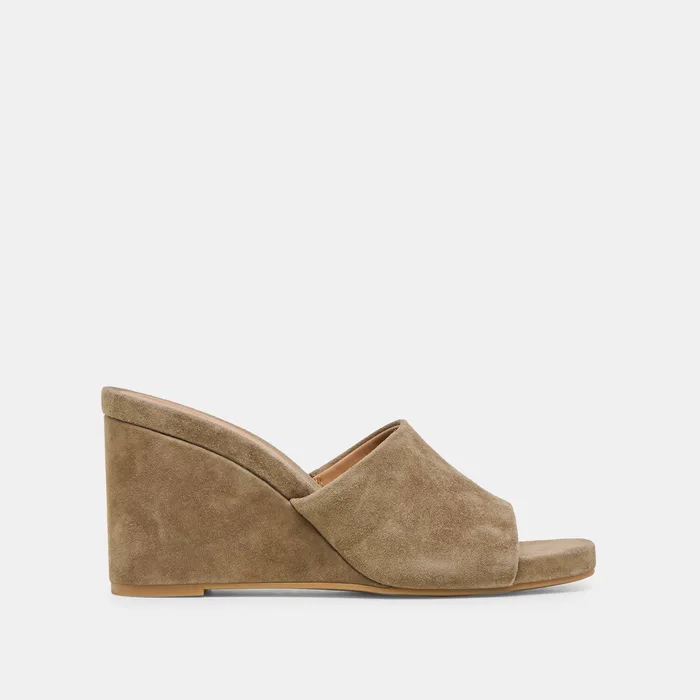 Holta Olive Suede Wedges — view 2