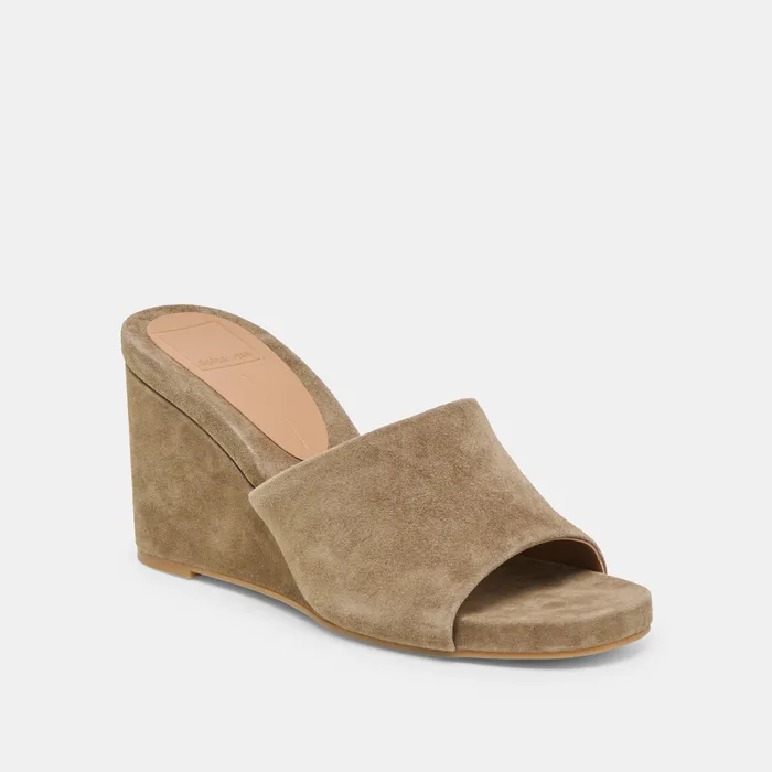 Holta Olive Suede Wedges — view 4