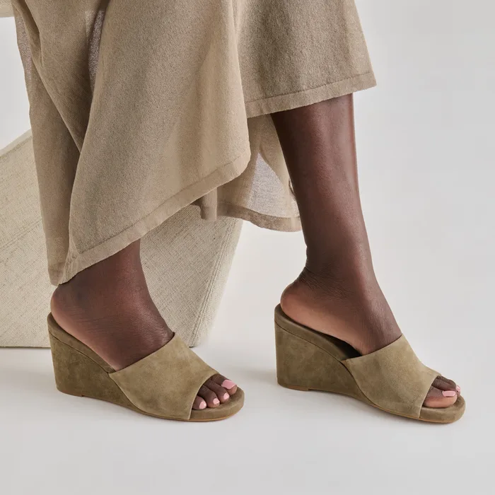 Holta Olive Suede Wedges — view 5