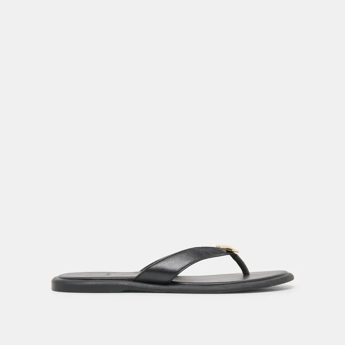 Jaina Black Leather Sandals — view 2