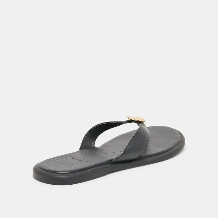 Jaina Black Leather Sandals — view 6