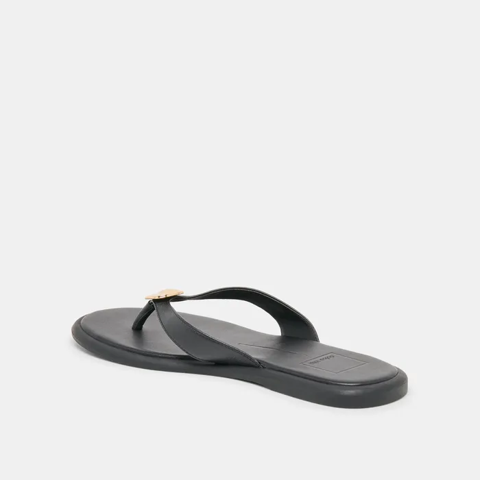 Jaina Black Leather Sandals — view 8