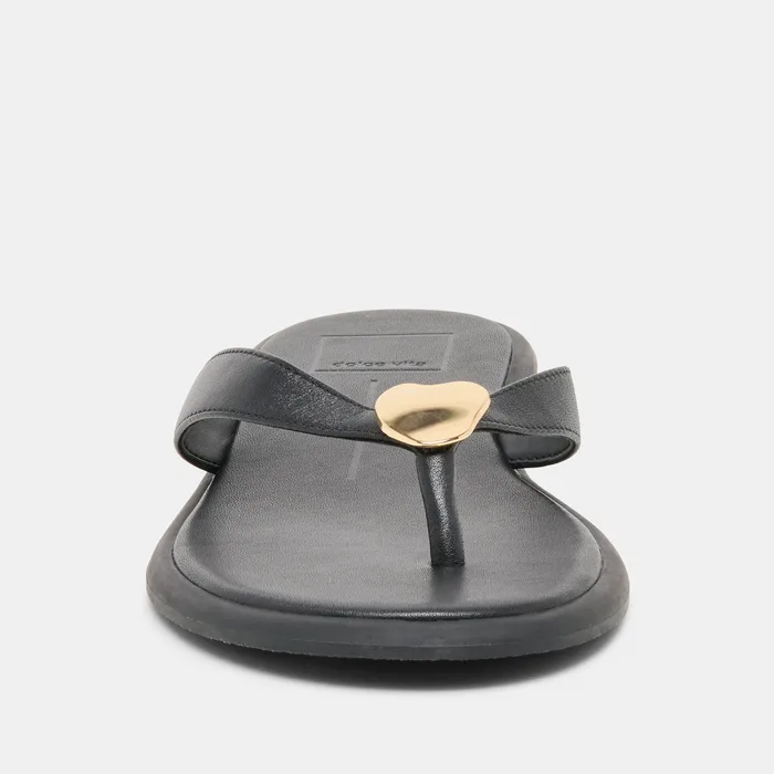 Jaina Black Leather Sandals — view 9