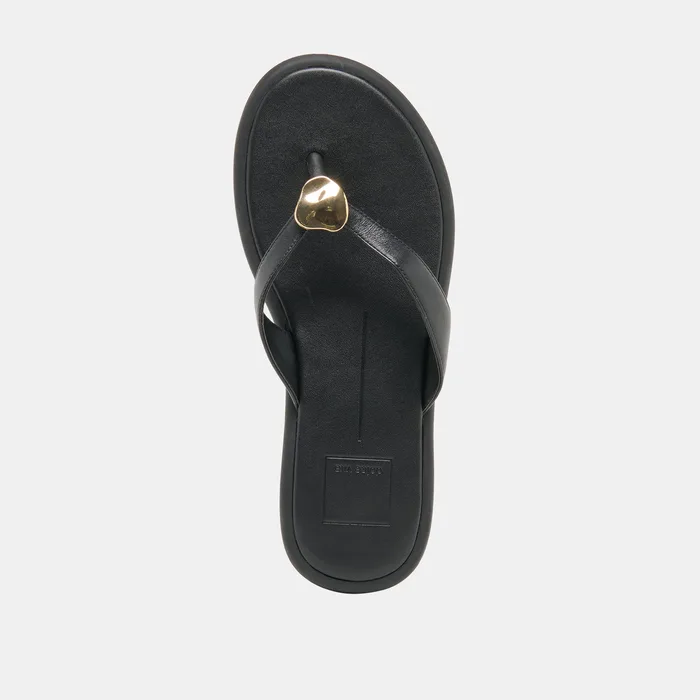Jaina Black Leather Sandals — view 11