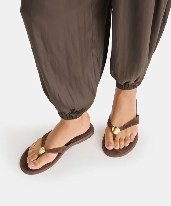 Jaina Dk Brown Suede Sandals — view 3