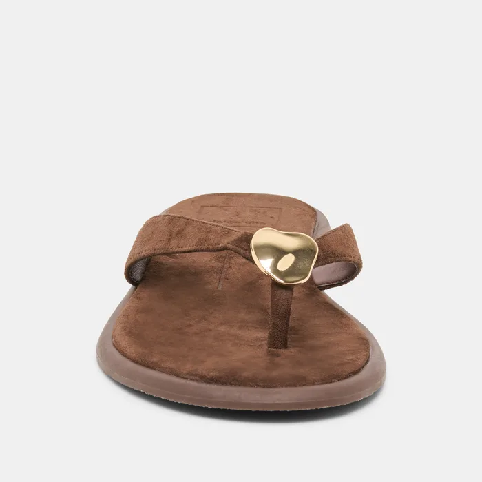 Jaina Dk Brown Suede Sandals — view 8