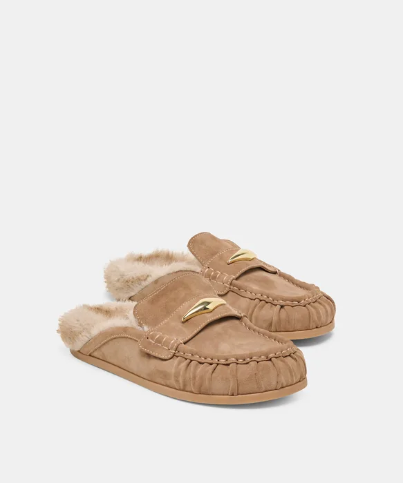 Jodero Plush Mushroom Suede Flats — view 3