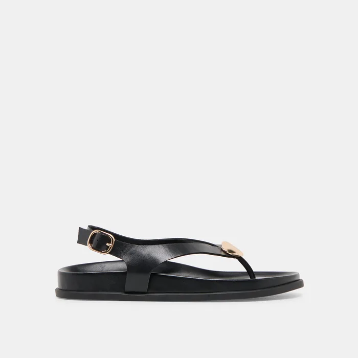 Jony Black Leather Sandals — view 2