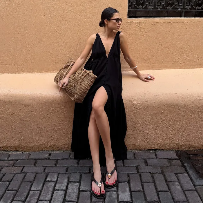 Jony Black Leather Sandals — view 3
