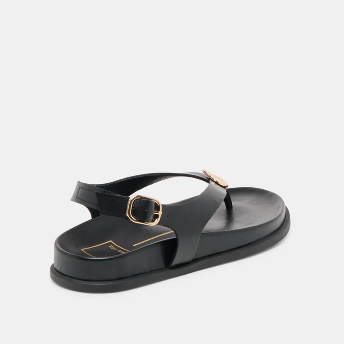 Jony Black Leather Sandals — view 6