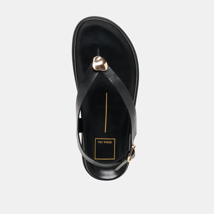 Jony Black Leather Sandals — view 11