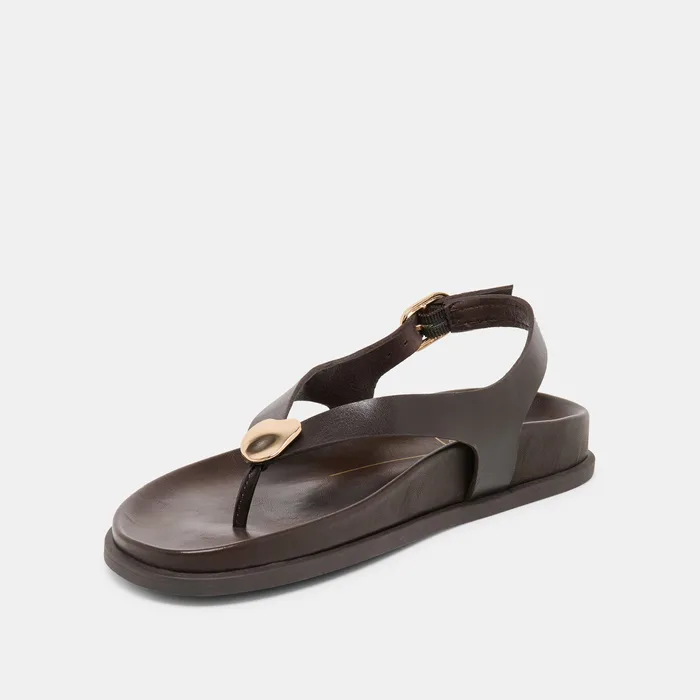 Jony Dk Brown Leather Sandals — view 6