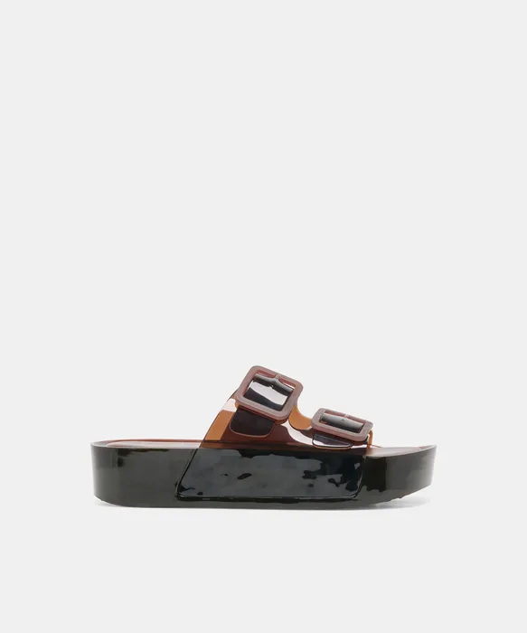 JULIO X Chocolate Vinyl Jelly Platform Sandals — view 2