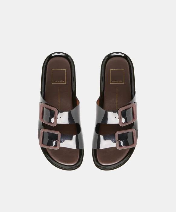 JULIO X Chocolate Vinyl Jelly Platform Sandals — view 4