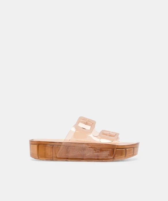 JULIO X Mocha Vinyl Jelly Platform Sandals — view 2