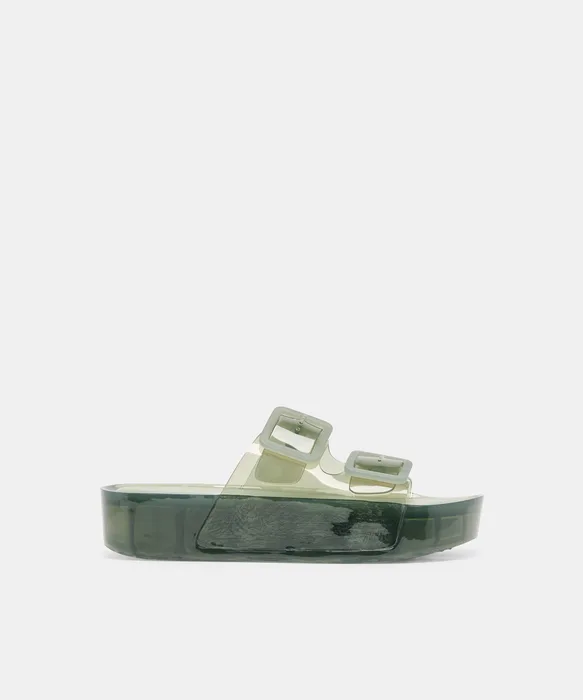 JULIO X Olive Vinyl Jelly Platform Sandals — view 2