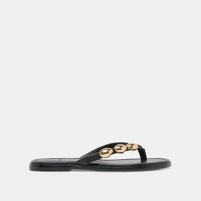 Juny Black Leather Sandals — view 2