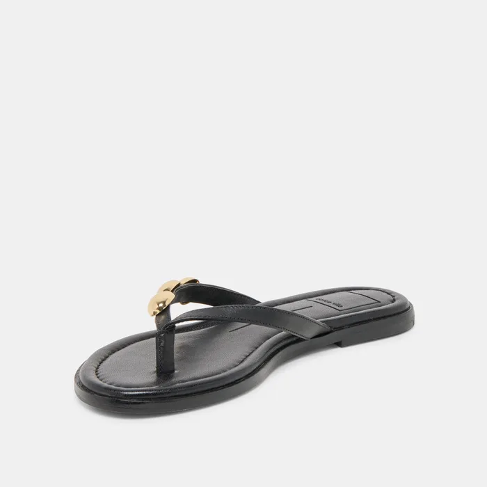 Juny Black Leather Sandals — view 7