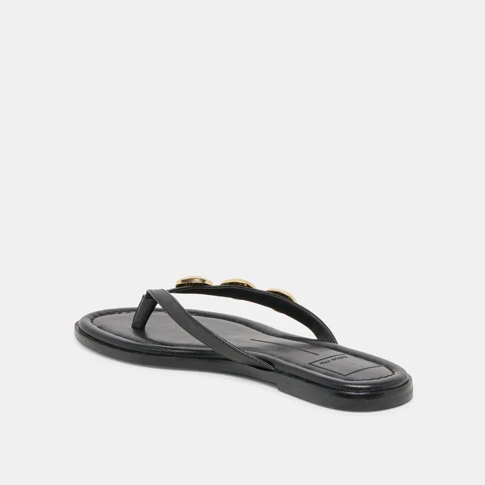 Juny Black Leather Sandals — view 8