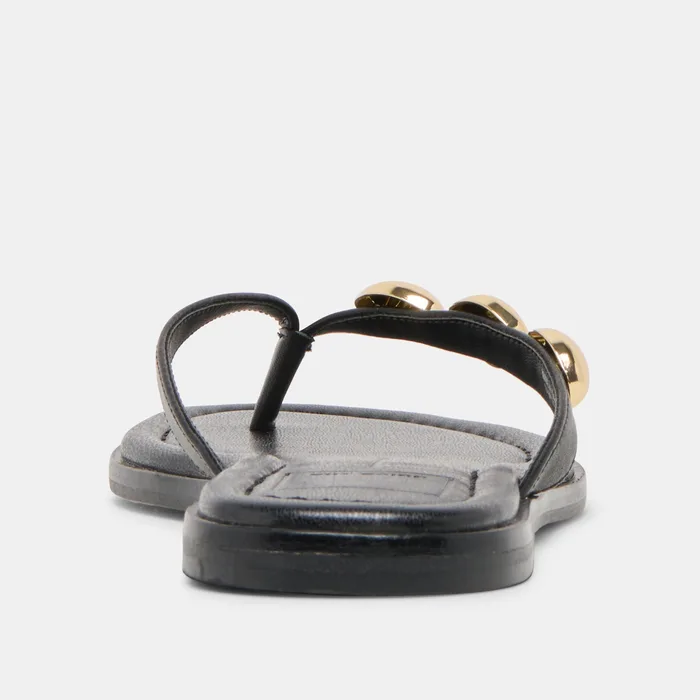 Juny Black Leather Sandals — view 10
